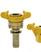 eft-closing nd Coloured Robust couplings of mlleble iron or steel zinc-plted nd yellow pssivted (free of chrome VI) with sfety notches nd locking nut on femle clw couplings left closing 0 %