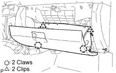 (a) Remove the clip. (b) Disengage the 2 claws and remove the cowl side trim board RH. 24. REMOVE NO. 2 INSTRUMENT PANEL UNDER COVER SUB-ASSEMBLY (a) Remove the screw <E>.