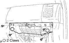 (a) Remove the 4 screws <E>. (b) Disengage the 2 claws and remove the instrument panel finish panel. 28. REMOVE NO.
