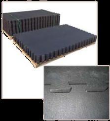 large areas without movement Reduces damage to trays, floors Stress relief to animal muscles Made from recycled rubber Non-porous/absorbing Anti-slip design Interlocked
