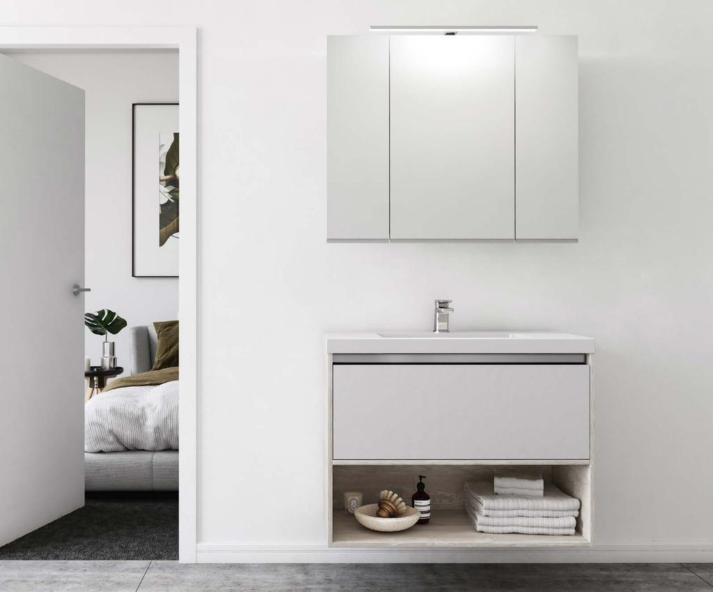 Open Storage Enhance your bathroom décor with open storage that allows you to