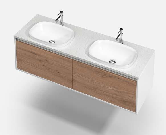 Wall 1400DB 2Dr / 2418CP-BL Basin / Mecca Basin Top / Ice Whip Setting Colour / Front: Southern ; Sides: White