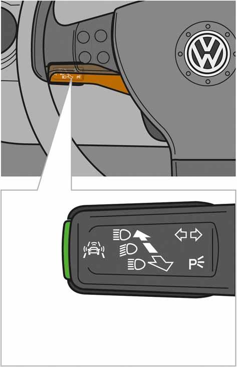 Electrical components Sensors Button for driver assistance systems E617 Installation location The button for driver assistance systems is located in the end of the turn signal lever on the steering