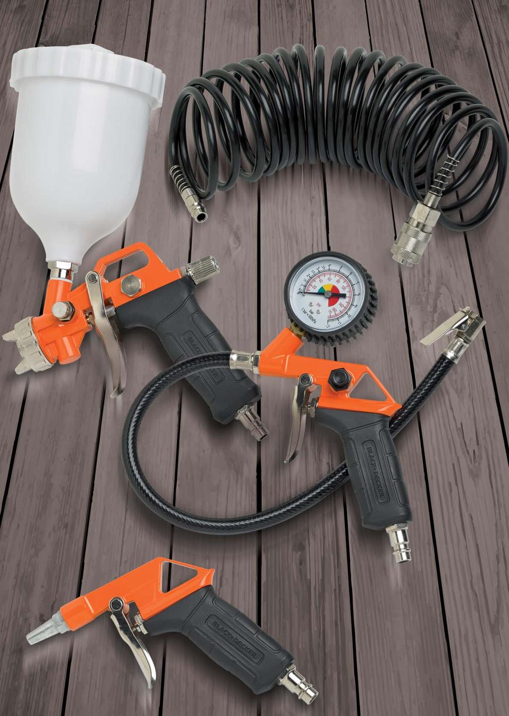 4 PNEUMATIC TOOLS KIT To allow the best use of its range of compressors, B+D provides a range of
