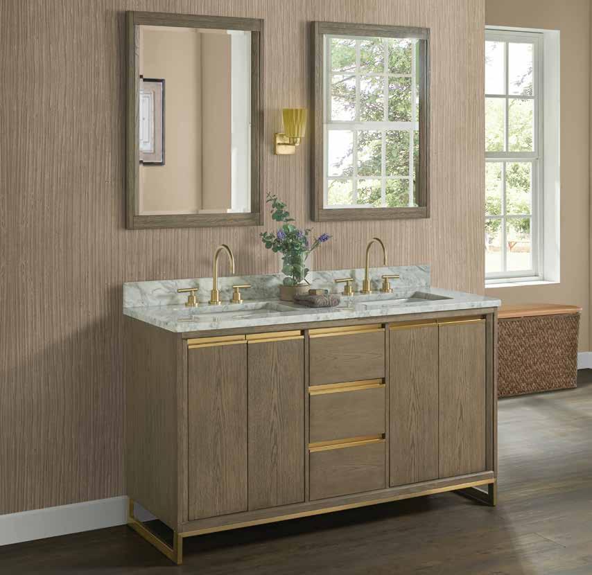 Ambassador (1543) Finish: Antique Grey Shown above: 1543-V6021D 60 Double Bowl Vanity T3-S6022DWC 3cm (1¼ ) 60 Double Bowl White Carrera Marble Top (8 spread) S-200WH