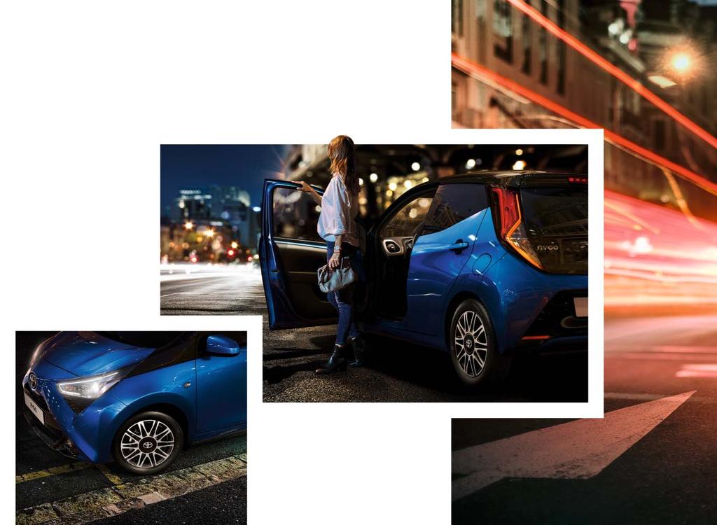 DETAILS THAT SHINE Bright, bold and distinctive, AYGO shines with LED running lights at the front, and signature LED lights at the rear, for a night look that can t be missed.