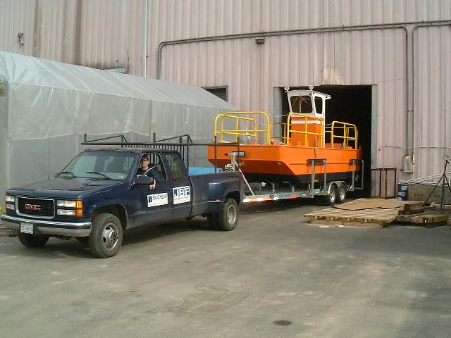 Trailer: A transport trailer is available for the JBF 420 Oil & Debris Recovery Systems. The trailer allows fast deployment and retrieval from a boat ramp or shoreline. The 28-foot, (8.