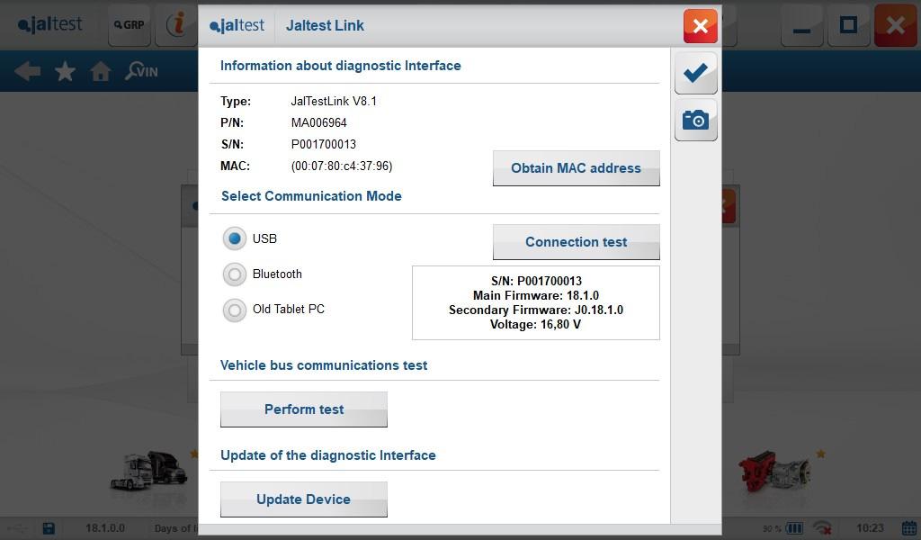 2.1. JALTEST SOFT 2. NEW SOFTWARE FUNCTIONS 2.1.1. Vehicle communications bus test This function allows to check if there is data traffic in the vehicle communications bus.