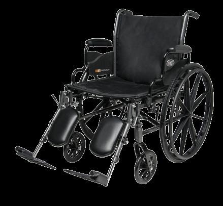 with standard heel loops on swingaway footrests Two position axle and caster fork provide 2" seat height adjustment Maximum Weight Capacity 250 lb EVENLY