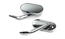 A9638085 TEARDROP MIRRORS - SOLID STEM 0.2 High gloss chrome mirror kit, featuring laser etched Triumph logo.