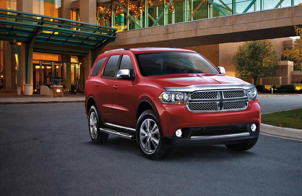 Authentic dodge ACCessoRies Dodge durango sxt shown in deep cherry red crystal pearl with chrome grille, chrome front air deflector,