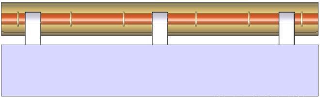 Here, the key dimension is always the outer edge of the Litz cable. This distance from the outer edge of the upper Litz cable must also be maintained for ferromagnetic materials on the floor (e.g. wire cages) directly above the IPT Litz cables.
