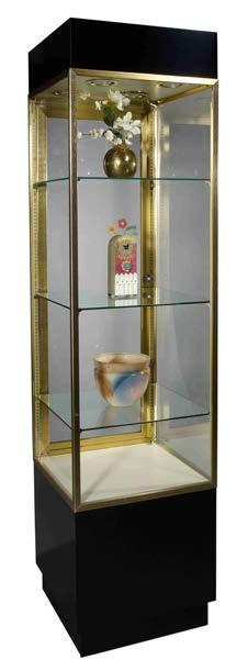 $45 per tower 6 canopy 3 adjustable glass shelves DELUXE SHOWN HERE Clear glass on four sides Hinged framed door with lock 20 wide x 20 deep x 80 high WHITE SHOWN HERE 20