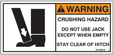 vehicle. Keep body clear of crush point between towing vehicle and load. 46-0800-6 PART NO.