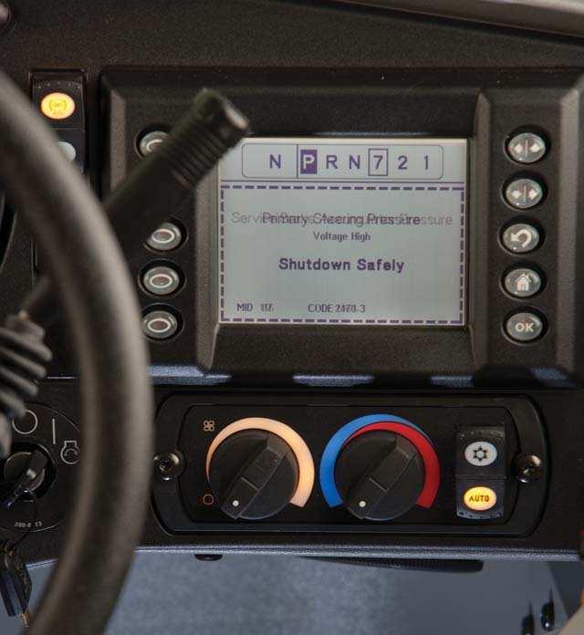 This display also warns the operator with solid lights (Category 1 Warnings) or lashing lights (Category 2 or 3 Warnings) as well as an audible alarm when an event is occurring.