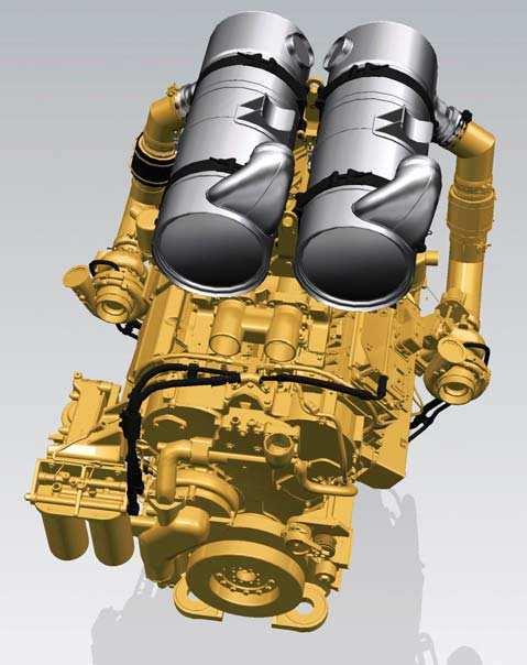 NOx Reduction Supported by cleaner burning, ultra-low sulfur diesel fuel and low ash oils, Caterpillar uses its engine-mounted NOx Reduction System (NRS) to cool combustion chamber temperatures and