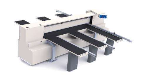 3 pieces in back side of cutting line. 3 Front tables covered with phenolic material 3 back-side tables covered with phenolic material equipped with measuring stops.