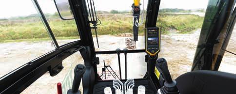 The JS220 joystick-mounted power boost button gives extra hydraulic power fast. Excellent visibility. 1 A 70/30 front screen split gives JCB JS220 excellent front visibility.