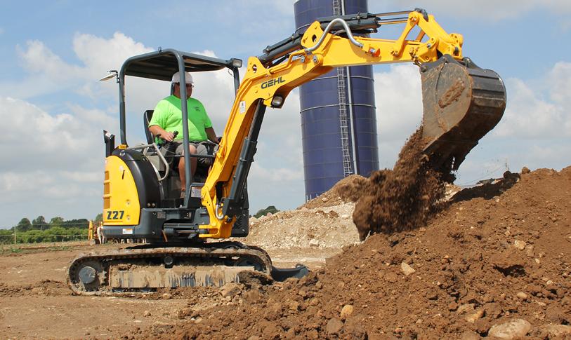The Gehl Z27 2.7 metric ton compact excavator brings performance and power to cramped worksites.