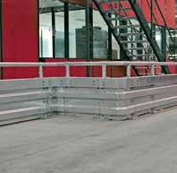 of forklift tines Additional assembly of a handrail provides safety for pedestrians Avoids risk of