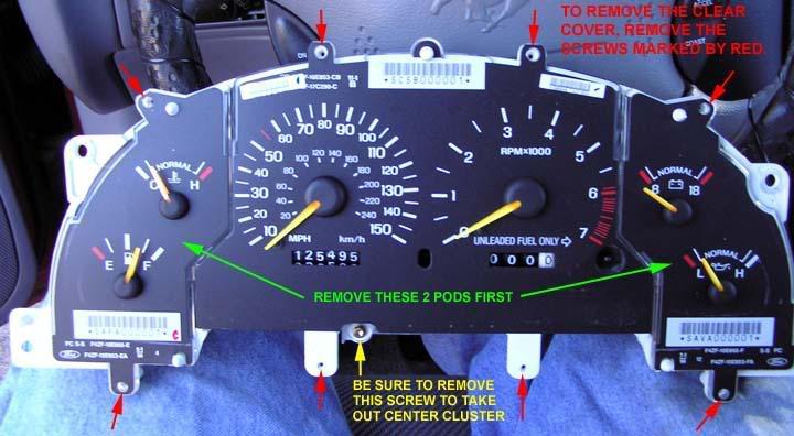 You will need to gently pry under the face of each gauge cluster to remove, using a flat blade