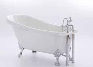 Freestanding baths Fits into a corner Right hand bath shown Clarendon Slipper QR6090 L1540 x W710 x H800mm 2 tap holes 650 QR6092 L1700 x W710