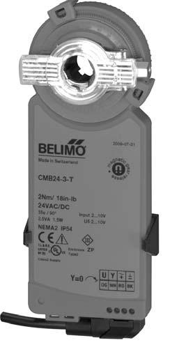 CMB24-3(-T) On/Off, Floating Point, Non-Spring Return, 24 V Torque min. 18 in-lb for control of damper surfaces up to 4.5 sq ft.