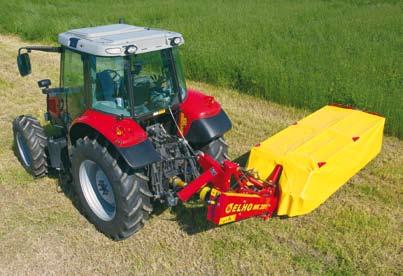 The hydraulic release mechanism works so that the release cylinder gives way and the displaced oil eases the mowing head through the lift cylinder, and when the obstacle is passed, the mowing head
