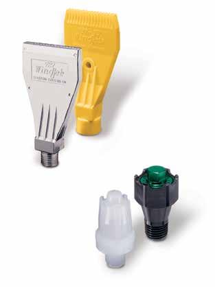 COMPRESSED AIR PRODUCTS WINDJET AIR NOZZLES, LOW FLOW AIR KNIVES AND AMPLIFIER OPTIONS AA727 WindJet Nozzles Generate efficient, controlled flat fan air pattern for a uniform spray distribution