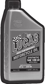SYNTHETIC SAE 10W-40 with Moly MOTORCYCLE OIL PRODUCT # 10777 API Service SJ, JASO MB Viscosity @ 40 C, cst CCS @ -25 C, CPS MRV TP-1 @ -30 C, CPS D-5293 D-4684 34.2 0.854 7.12 98 14.