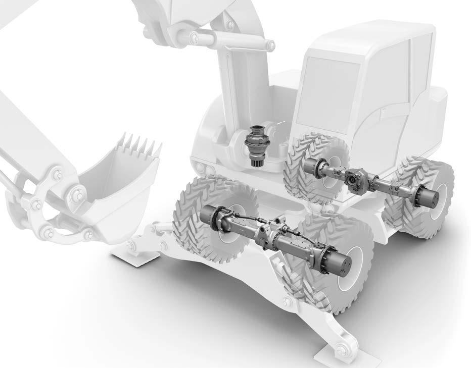 ZF DRIVELINE TECHNOLOGY FOR MOBILE EXCAVATORS ZF DRIVELINE TECHNOLOGY FOR BACKHOE LOADERS The wheel drive enables a rapid change of position without disturbing the substrate.