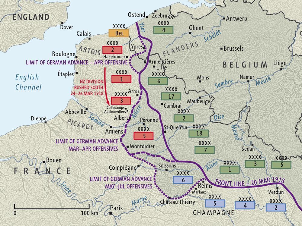 German 1918 Spring Offensive March 21-July 18th, 1918 German attack on the Western Front in two places Paris 120 kilometers Push British