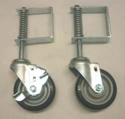 Gate Casters Gate casters make it easier to close larger industrial pull gates across uneven surfaces. We have a special design that uses a high quality wheel with a bearing.