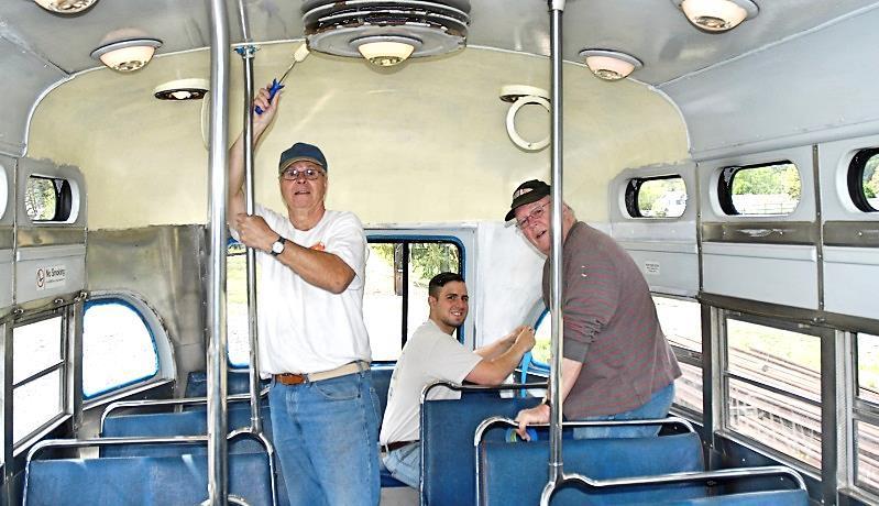 around 1960, the work to restore the interior to its PTC-era colors was started on June 8th at Rockhill Trolley Museum.