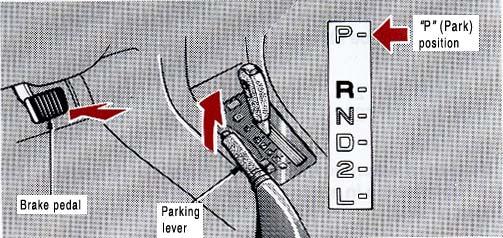 Bring the vehicle to a complete stop. 2. Pull the parking brake lever up fully to securely apply the parking brake. 3.
