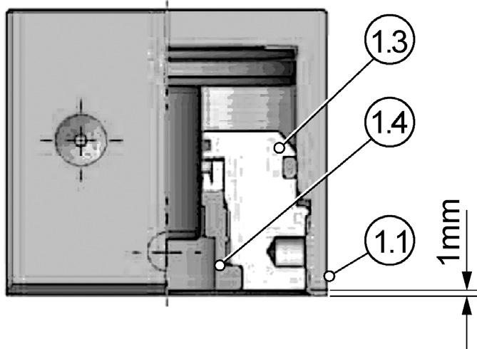 4) is screwed 1 mm deep inside the actuator housing (1.1). NOIE Desired position of the adjustment screw assembly (1.