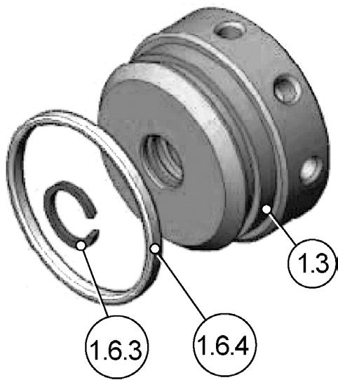 png 3) Remove following parts from the adjustment screw (1.3): (1.6.3) Guiding element (1.6.4) O-ring Doc003652.