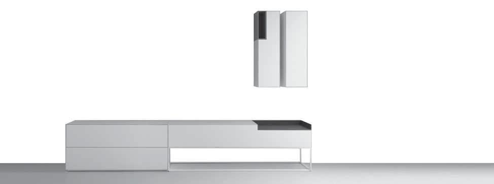INMOTION Finishes The elements are in matt lacquered white and open pore matt black ash available; the latter fi nish is available on the whole range EXCEPT for the ground-resting columns and wall