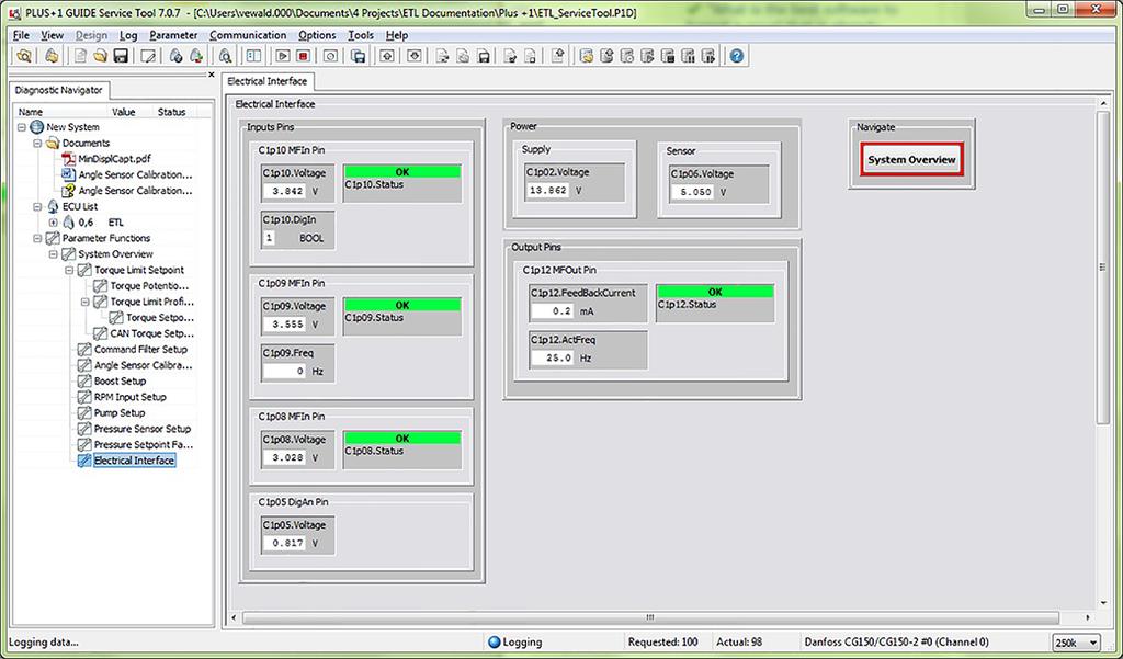 Troubleshooting ETL Electrical Interface Screen