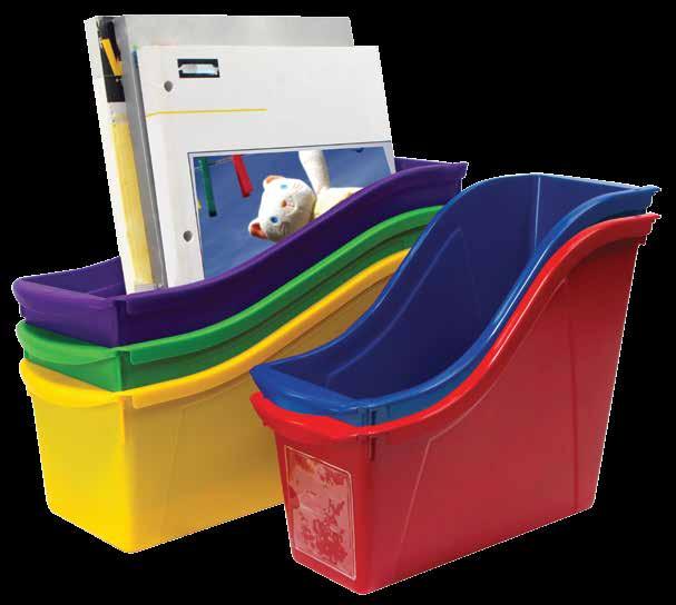 INTERLOCKING BINS Large book bins hold books, magazines, files, folders, etc Available in bright colors Sides of bins connect together for safe