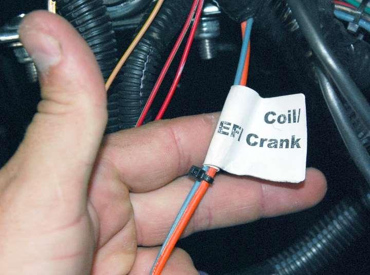 Locate the EFI/crank and coil wires