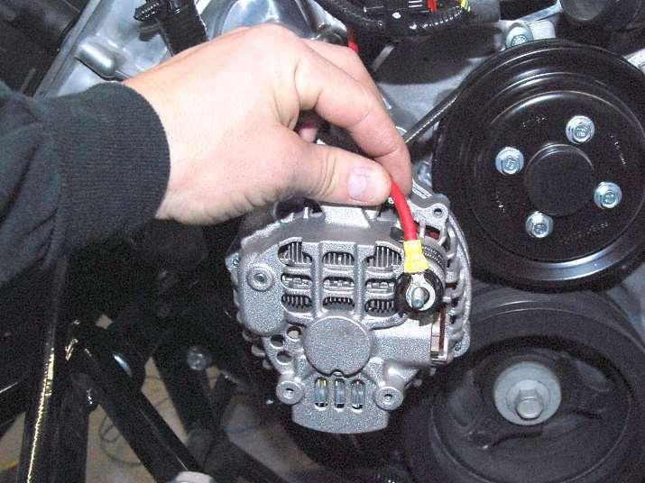 Put the ring terminal on the alternator