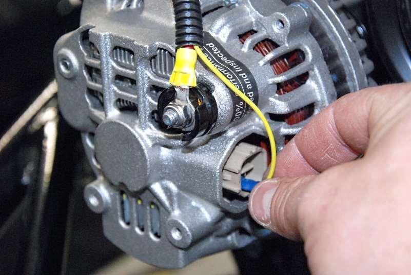 Connect the wire to the Ignition connector on the Alternator.