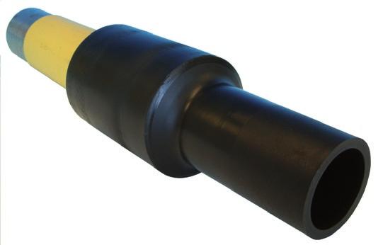 Transition Fitting PE-100/Steel for gas application PE-100-SDR11/17 (17,6) with long PE-100 coated St 37 steel welding end and with welding bevel acc.