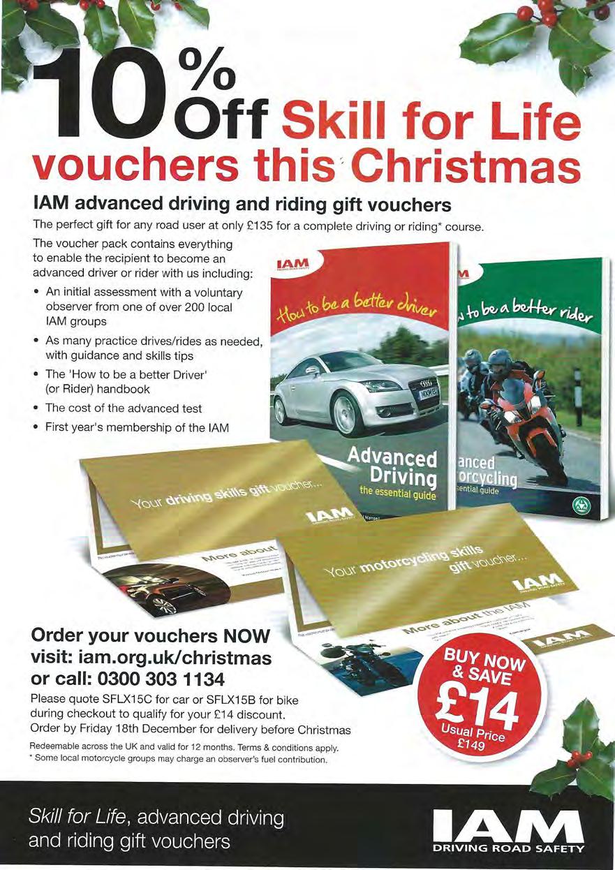 IAM Gift Vouchers The IAM has announced the availability of gift vouchers as a Christmas present idea.