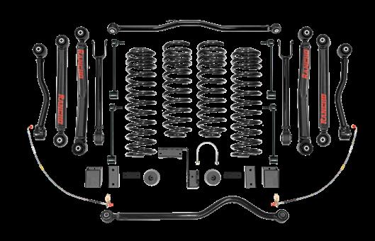 tires Front and rear progressive rate coil springs Fully adjustable upper and lower control arms with D2 bushings Extended length front sway bar end link