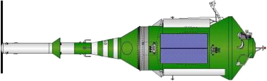 Service Module Cargo Concept Original Almaz System (shown in on-orbit configuration prior to dock to the Salyut Space Station) Capsule System