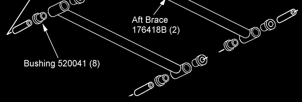 5) Attach aft brace bracket 176149 to the front of the cross member bracket with the original hardware. Insert bolt from front. See illustration 28. Illus.