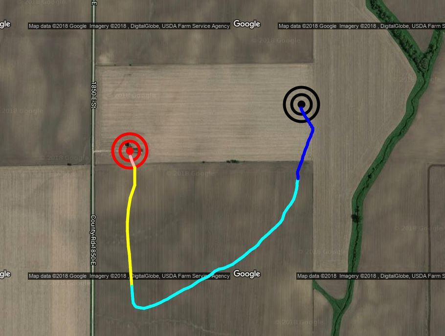 Full Scale Test Flight Ground Track TeleMetrum GPS location superposed onto Google Earth ground image