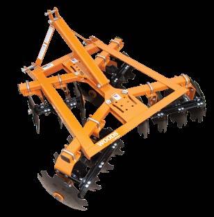 Disc Harrows DHM80 Shown with optional mud scrapers and furrow fillers Tapered frame design balances individual disc